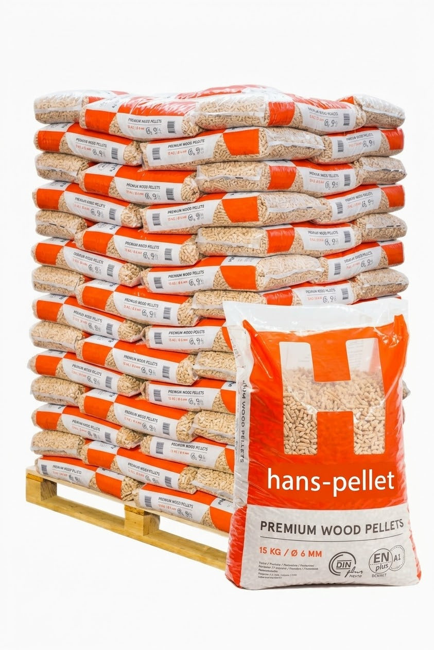 7 Paletten Holzpellets / Premium-Qualität zertifiziert ENplusA1/ Dinplus 15 kg× 65 Säcke (975 kg)